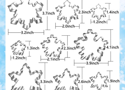 Auktosmn Snowflake Cookie Cutter Set-9 Pieces-1.2" to 4"-Christmas Cookie Cutters-Snowflake Cutter Fondant Baking Molds for Cake Cupcake