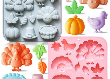 2 Pcs Fall Thanksgiving Chocolate Mold Autumn Pumpkin Turkey Silicone Molds