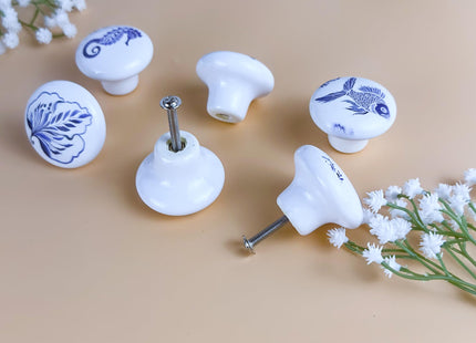 Lasyman 6PCS1.49Inch Coastal Beach Cabinet Themed Nautical Kids Ceramic Drawer Knobs and Handles Pulls Nursery Dresser Knobs