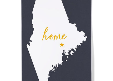 Lantern Press Bangor, Maine, Home State, White on Gray, 12x18 Inch Art Print, Home Decor⁠
