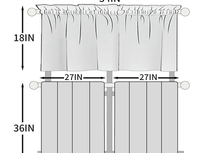 Forest Window Valance,Green Misty Forest Nature Tree Mountain Landscape Printed Window Treatments Drapes for Kitchen Bathroom Living Room Dining Room,3 Piece Set