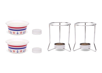 Nantucket Seafood Ceramic Butter Warmers, Nautical Design, Set of 2