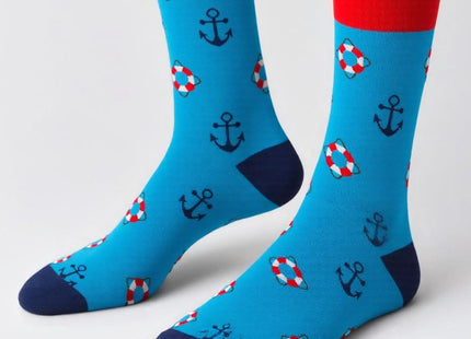 FancyBull Nautical Anchor Crew Socks for Men Cotton Socks