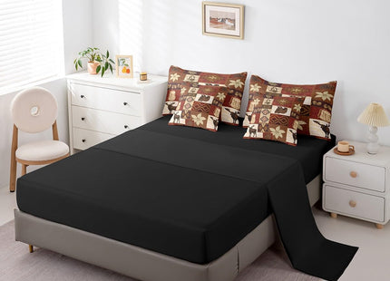 Erosebridal Buffalo Plaid 7 Piece Comforter Set Cabin Decor,Bear Elk Deer Wild Animal Bedding Sets Fall Leaves Pine Cones Bed Sheets Wildlife Hunting Theme Quilt Bohemian Floral Bed in a Bag,Twin