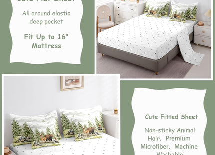 Feelyou Woodland Forest Comforter Set Twin for Kids Boys Girls Bedding Set