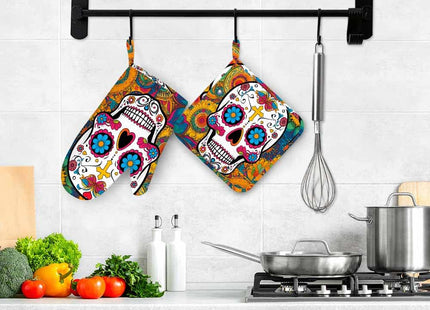 Mxocom Lighthouse at Night Heat-Resistant Oven Mitts and Pot Holder Moon and Stars in The Evening Sky Kitchen Non-Slip Cooking Microwave Gloves for Cooking Baking Grilling