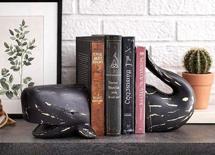 Bellaa Whale Bookends, Decorative Book Ends for Shelves, Heavy Duty, 29677