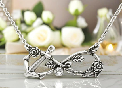 Controse Infinity Love Anchor Necklace with Crystal