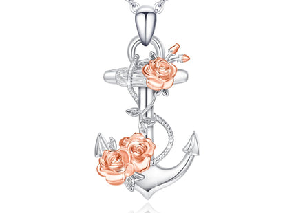 CRWENG Silver Anchor Necklace for Women Nautical Ancla De Plata
