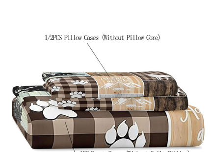 VIVIHOME 2PCS Black Bear Moose Deer Duvet Cover, Twin Bedding Sets, Vintage Brown Plaid Country Farmhouse Rustic Bedding, Forest Animal Wildlife Hunting Cabin Lodge Quilt Comforter Cover, 1 Pillowcase