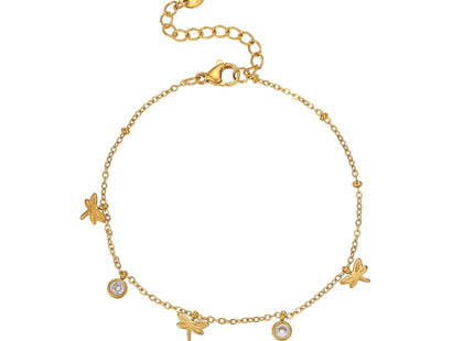 Dabovos Dragonfly Bracelet for Women 18K Gold Plated Dragonfly CZ Bracelets