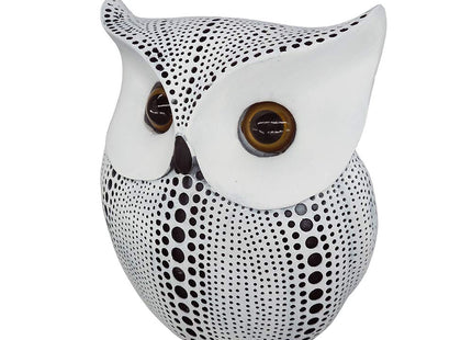 Modern Dots Owl Figurine Small Collectible White Owl Sculpture Decor