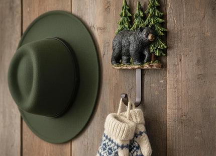 Comfy Hour 8 Inch Bear Wall Hook, Black Bear Wall Decor