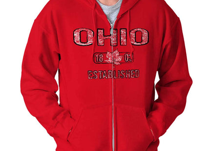 Brisco Brands Maine Lobster Stenciled Distressed ME Zip Up Hoodie Mens Womens Red