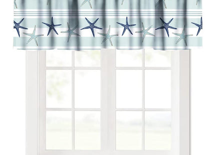 JanJCurt Coastal Starfish Curtain Valances, Summer Nautical Beach Blue Turquoise Starfish Sea Ocean Life Rod Pocket Valance Short Window Treatments for Bedroom Kitchen Living Room, 54x18in