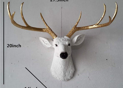 YJ Home Larger Faux Deer Head - Rustic Wall Decor Deer Antlers,Faux Taxidermy Animal Head Wall Decor - Handmade Farmhouse Decor