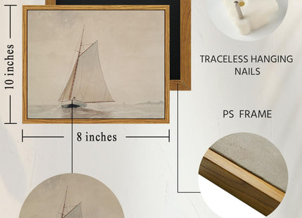 InSimSea Framed Wall Art for Living Room White Sailboat Wall Decor 8x10 In