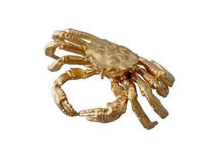 Tricune Gold Crab Sculpture Solid Metal Ornament Mini Crab Figurine for Home Office Garden Desktop Decor (Crab)