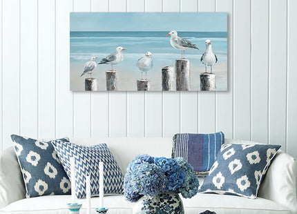 Yidepot Coastal Seagull Poster Decor- Seabird Canvas Beach wall art, Lake and Sea Ocean Themed Artwork for Bedroom Bathroom Art 20"x40"