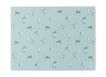Cooksmart Coastal Birds Glass Worktop Saver, Tempered Glass Board