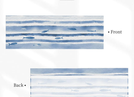 Granbey Nautical Coastal Valances for Windows Blue and White Striped Kitchen Curtain Fish Aquatic Print Beach Themed Window Valance with Rod Pocket Light Filtering 54 x 18 Inch, 1 Pack