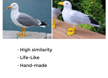 Etistta 2PCS Realistic Seagull Life Like Feathered Sea Gull Handmade 10 inch Fake Seagulls Birds for Home Decorations Garden Nautical Decor