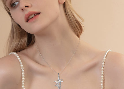 CRMAD Hummingbird Necklace Jewelry for Women Sterling Silver Cross Hummingbird Daisy Necklace Gifts