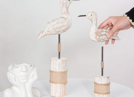 EVINIS Wooden Sea Birds Statues Coastal Decor, White Seagull Statues for Nautical Coastal Beach Ocean Home Decoration