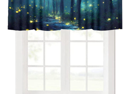 SHElifestyle Fantasy Forest Valance Curtain, Enchanted Trees Dreamy Mist Gothic Forest Glowing Lights Landscape Window Treatments Valance for Bedroom Living Room Kitchen 54x18inch