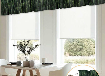 Rullikatlyi Green Forest Curtain Valances for Windows, Pine Trees Farmhouse Kitchen Valance Window Treatments Panel 2 Pack, Christmas Tree Rod Pocket Short Curtains for Bathroom Bedroom 42 x 12 Inch
