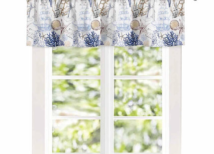 Teamery Starfish Seashell Nautical Valances, Beach Rod Pocket Bathroom Curtains, 54x18in Kitchen Valances