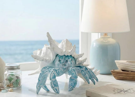 VVGIFTS Hermit Crab with Shell Beach Coastal Statue for Home Shelf Decor