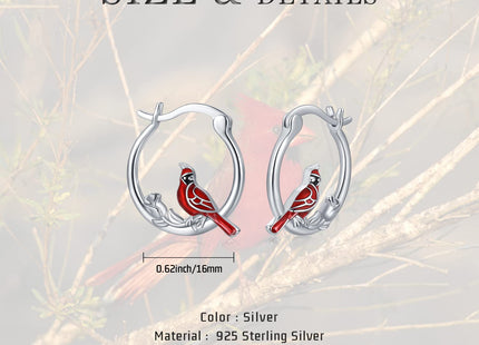 Cardinal Earrings Sterling Silver Hypoallergenic Hoop Earrings for Sensitive Ears Cardinal Jewelry Gifts for Women