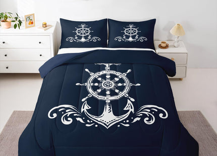 Erosebridal Nautical Anchor Bedding Set, Ocean Sailboat Navy Blue