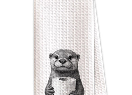 Shescrzionu 1 PCS Funny Cute Otter Hand Towels, Fun Otter Gifts for Women, Animal Decorative Kitchen Towels for Kids' Bathroom,Pet Owners Housewarming - C02