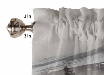 Nature Mountains Window Valance Curtain Natural Smokey Mountain Forest Idyllic Valance Tier Curtain Blackout Rod Pocket Curtain Valance for Kitchen/Bedroom/Living Room/Bathroom, 1 Panel, 54 x 18 Inch