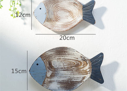 OECECR 2Pcs Wood Fish Nautical Beach Wall Decor, Wooden Hanging Coastal Wall Art Decor for Home, Lake House, Ocean Bathroom Decor - Blue