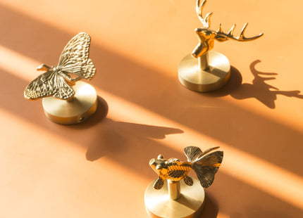 MFYS Brass Bird Coat Rack Robe Wall Hooks Hat Dragonfly Hanger for Bedroom Kitchen Various Shapes Animal Deer Decor Home Accessories (1, Butterfly)