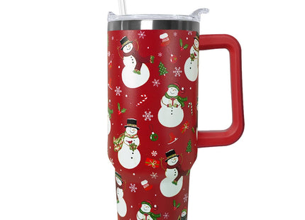 Ceovfoi 40 Oz Christmas Snowman Tumbler Coffee Travel Mug Cup with Handle, Snowman Decor, Christmas Gifts for Women