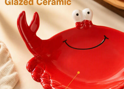 Red Ceramic Crab Spoon Rest Cute Coastal Kitchen Counter Trinket Tray Dish