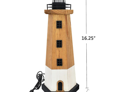Wooden Lighthouse Decor with LED Light Nautical Tabletop Centerpiece