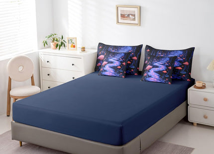 Erosebridal Mushroom 7 Pcs Comforter Set Queen Size,Dreamy Woodland Bed in a Bag with Flat Sheet and Fitted Sheet for Kids Teens Adult,Glitter Red Teal Bedding Set with Pillowcase and Sham Reversible