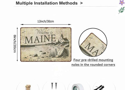 Welcome to Maine Aluminum Wall Sign 8 x 12 Inch