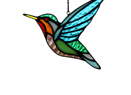 HAOSUM Stained Glass Birds Window Hangings, Stained Glass Hummingbird Decorations,Bird Suncatcher for Window Decor Hummingbird Gifts for Mom,Bird Lovers