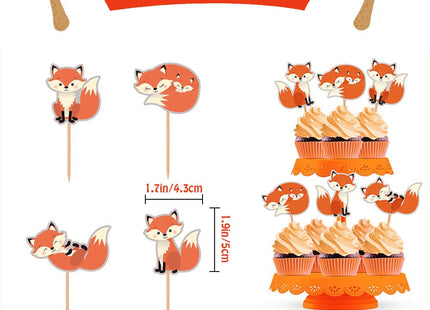 Fox Theme Birthday Party Supplies Decorations, 38PCS Fox Party Supplies Kit includes Fox Happy Birthday Banner, Fox Balloons and Various Party Tableware Supplies with Cartoon Fox
