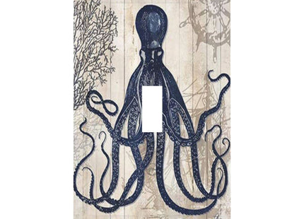 Ocean Theme Sea Animal Octopus Single Toggle Light Switch Cover Decorative 1 Gang Wall Plate Electrical Switchplate Faceplate for Bathroom Kitchen Home Decor