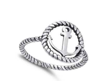 Classic Nautical Rope Twist Anchor Ring New .925 Sterling Silver Band Size 4