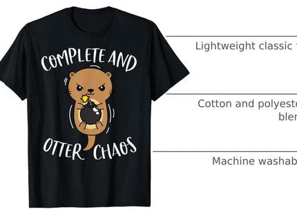 Complete and Otter Chaos Funny Cute Sea Otter Pun T-Shirt, Men, Black, 3X-Large