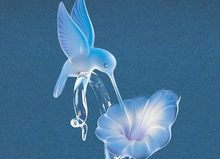 Glass Baron Hummingbird & Blue Flower Glass Figurine