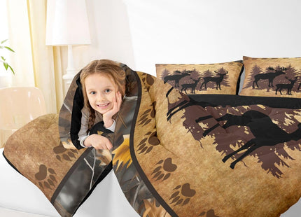 Erosebridal Deer Comforter Set Hunting Bedding Set for Kids Boys Girls Cabin Farmhouse Woodland Animal Comforter Camo Bedroom Decor Warm Rustic Leaves Antlers Wolf Bear Tree Duvet Quilt